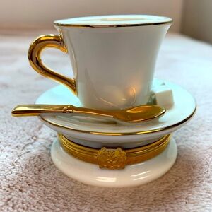 Rare Vintage Lenox “Treasures” First Issue “Time For Tea” Treasure Trinket Box